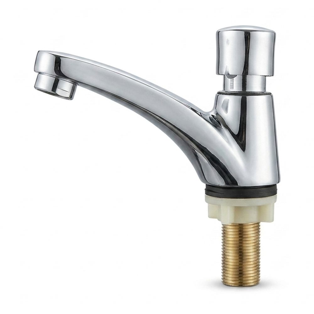 Aqual Grifería de lavamanos Push button Cromada individual ¼ "