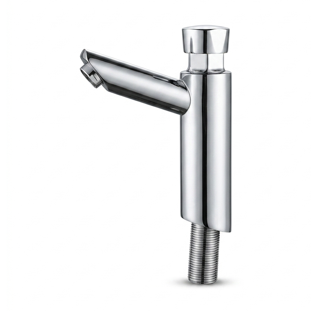 Aqual Grifería de lavamanos Cromada Individual ½” Push button de lujo