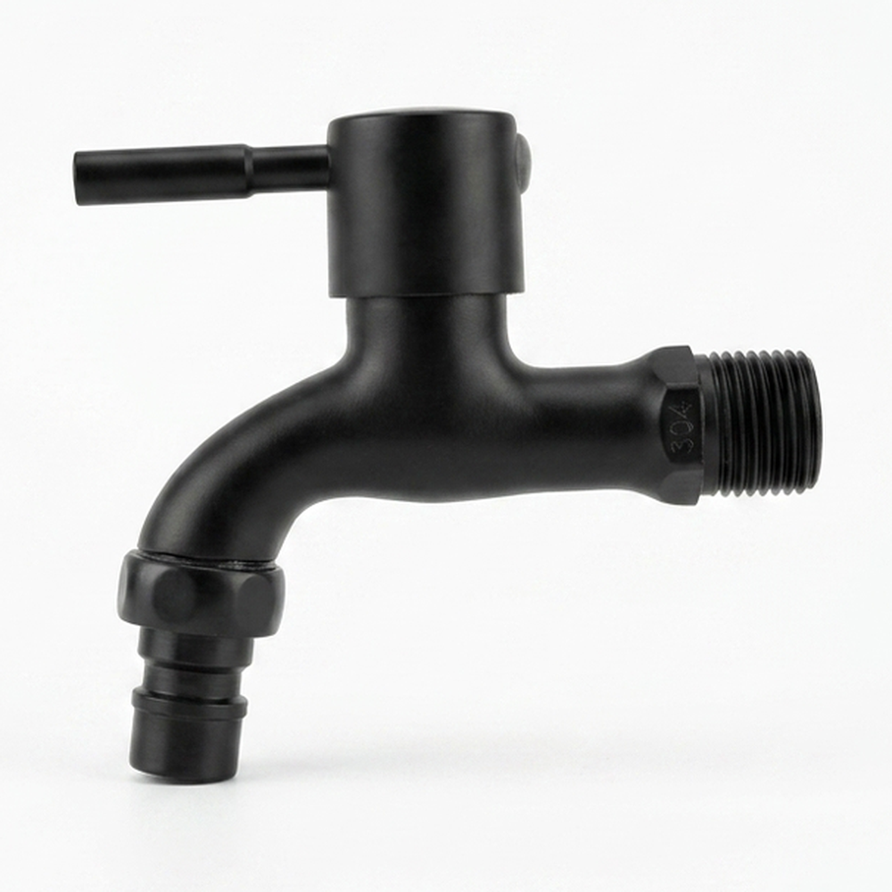 Aqual Llave de chorro negra macho ½ para manguera