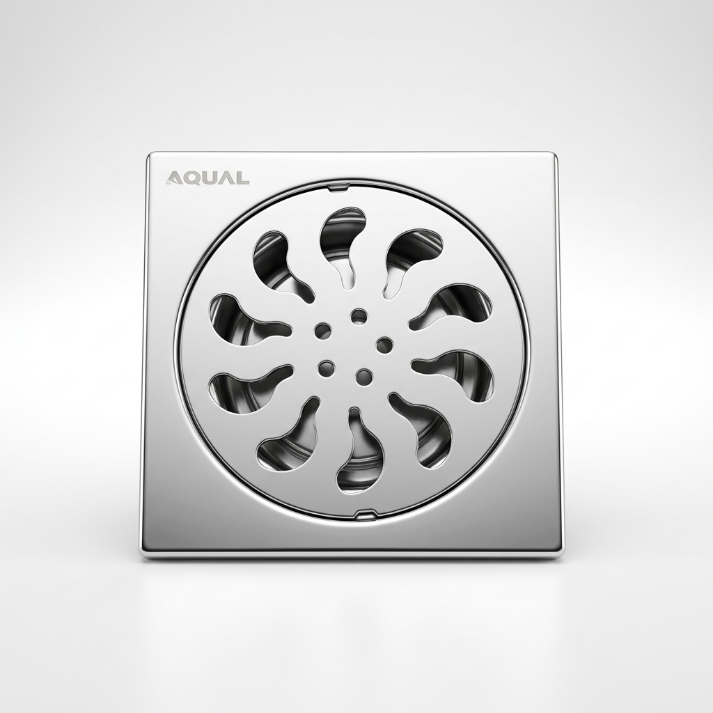 Aqual Rejilla centro piso 4" Doble función Cromada